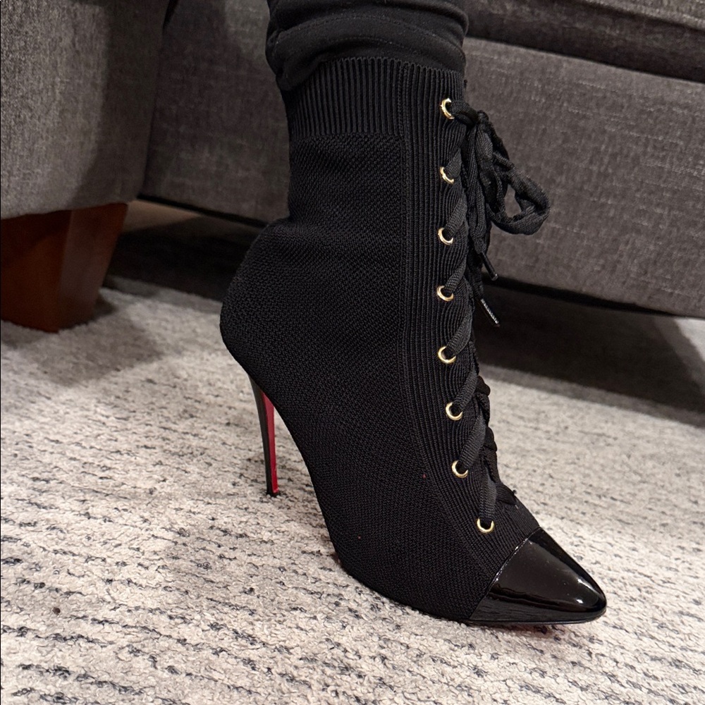 Christian Louboutin Elegant Black Lace-Up Women's Heels